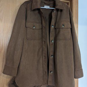 LOFT Brown suede shacket, L